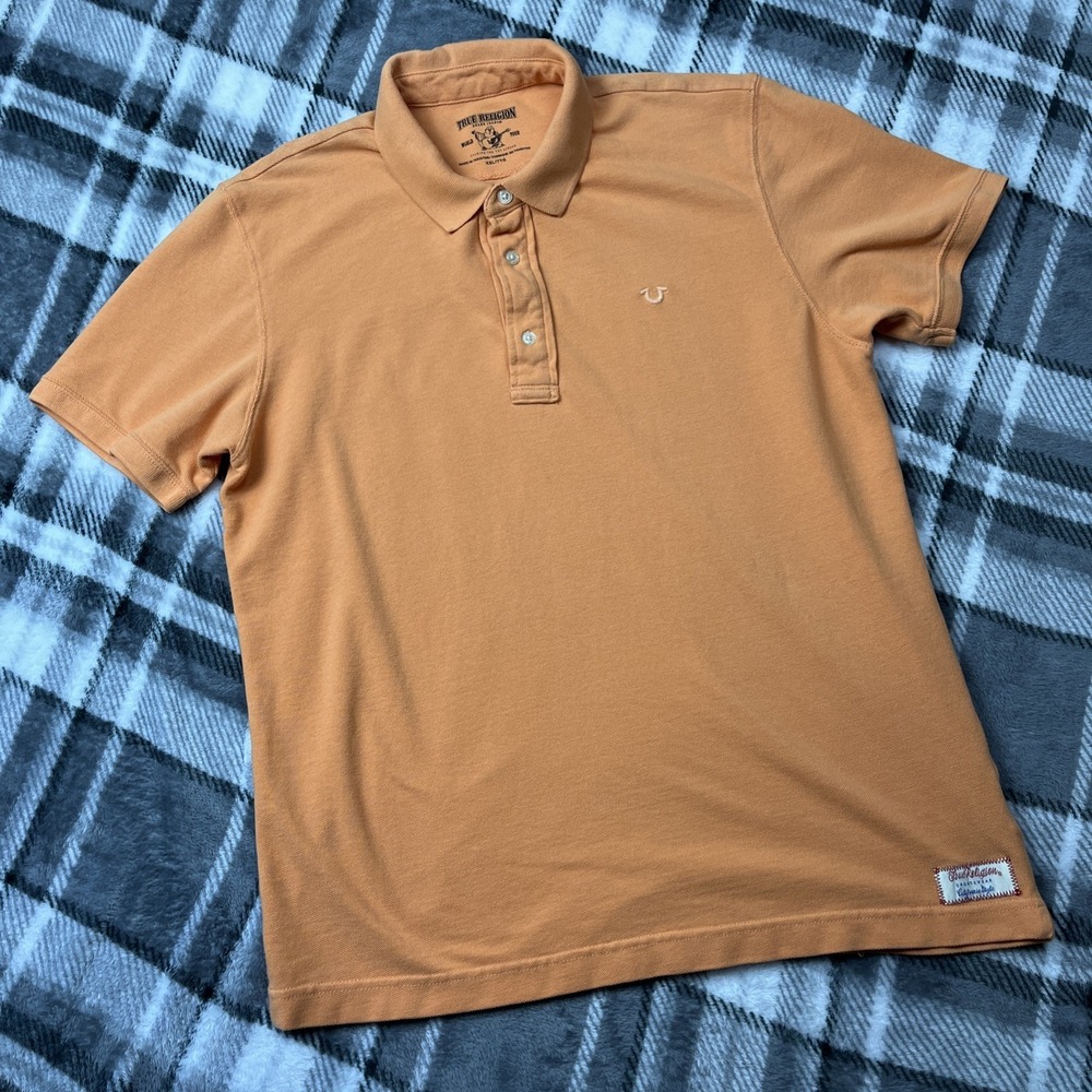 True Classic Polo Shirt Mens XXL Orange Short Slv Collared California Style